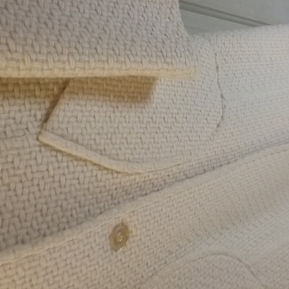 Nicole Miller Cream Winter Fur trim Knit Coat - Picture 11 of 16